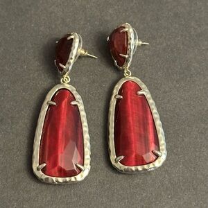 Elegant Red and Silver Drop Earrings